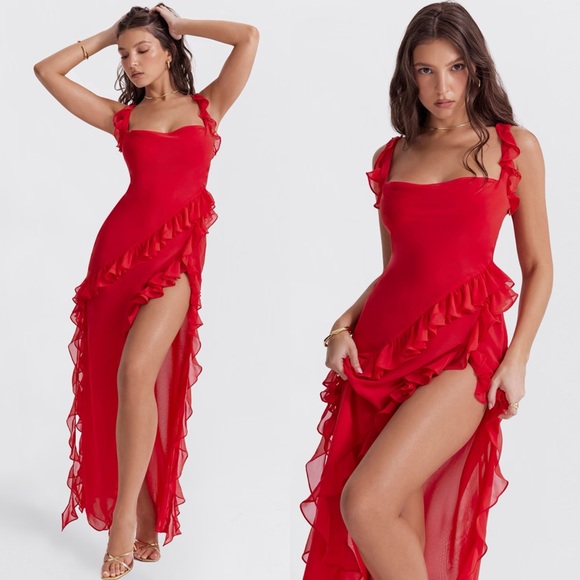 House of CB Red Ruffle Maxi Dress - Picture 16 of 16